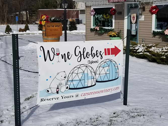 Carso Rosso Winery Wine Globes Sign