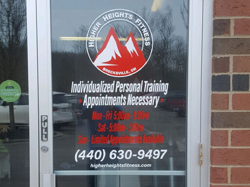 Higher Heights Fitness Door Graphic